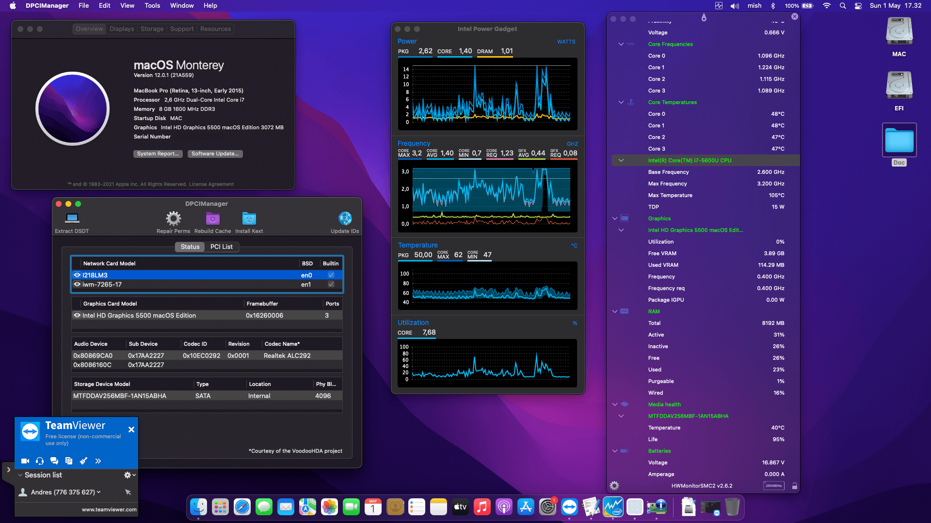 Success Hackintosh macOS Monterey 12.0.1 Build 21A559 in Lenovo Thinkpad X1 Carbon 3rd Generation